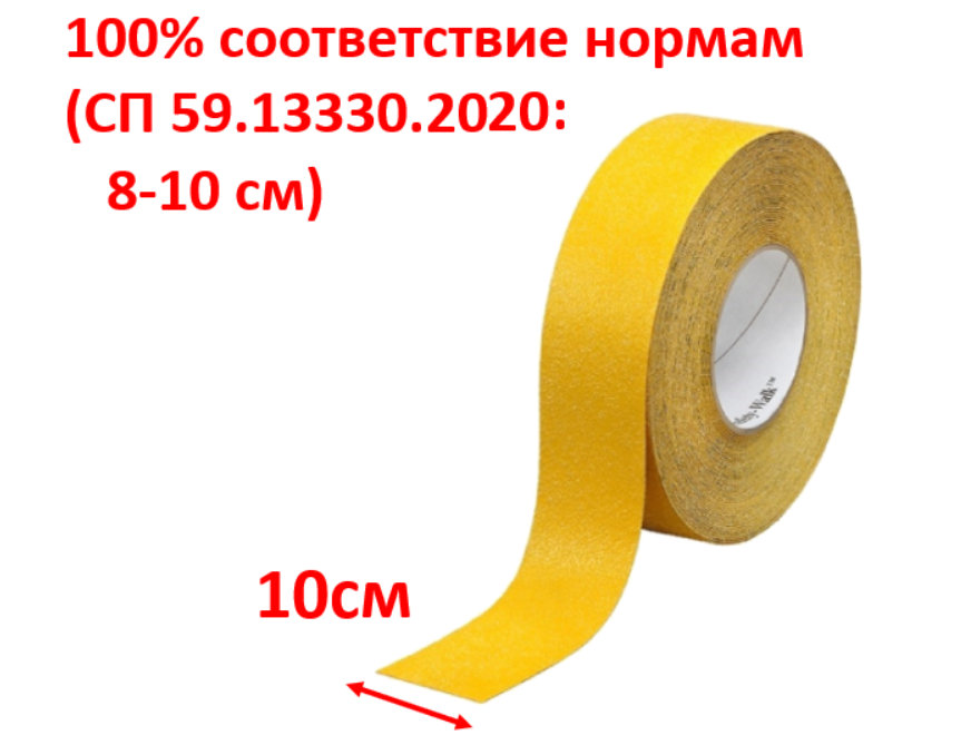 Наклейка "Желтая полоса" лента с абразивным покрытием для ступеней и других поверхностей
